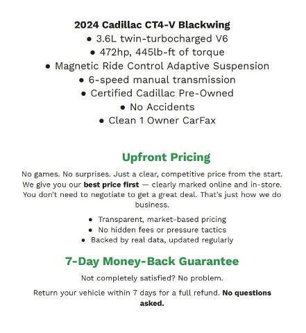 2024 Cadillac CT4-V 4dr Sdn Blackwing