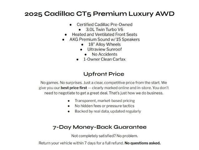 2025 Cadillac CT5 4dr Sdn Premium Luxury