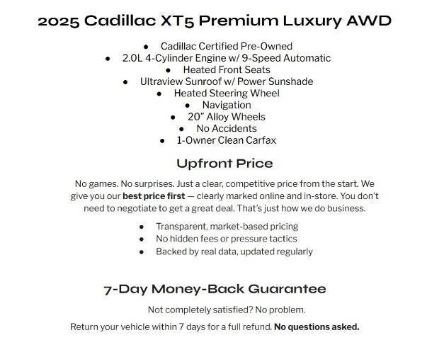 2025 Cadillac XT5 AWD 4dr Premium Luxury