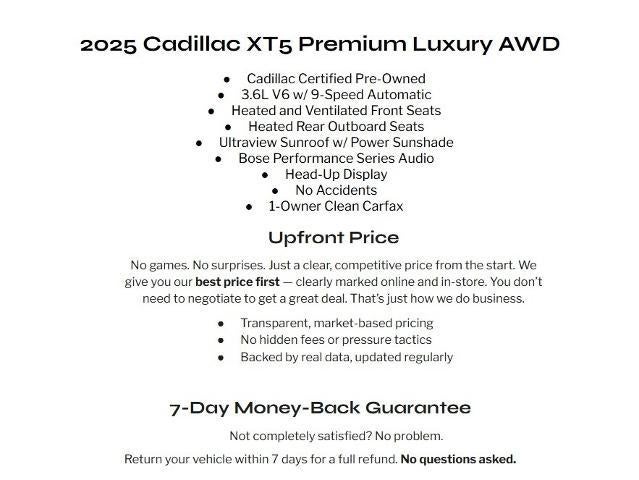 2025 Cadillac XT5 AWD 4dr Premium Luxury