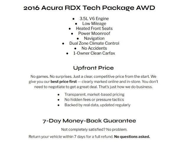 2016 Acura RDX AWD 4dr Tech Pkg