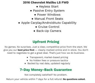 2016 Chevrolet Malibu 4DR SDN LS W/1LS **APPLE CARPLAY/ANDROID AUTO**REMOTE KEYLESS ENTRY**BACK-UP CAMERA**