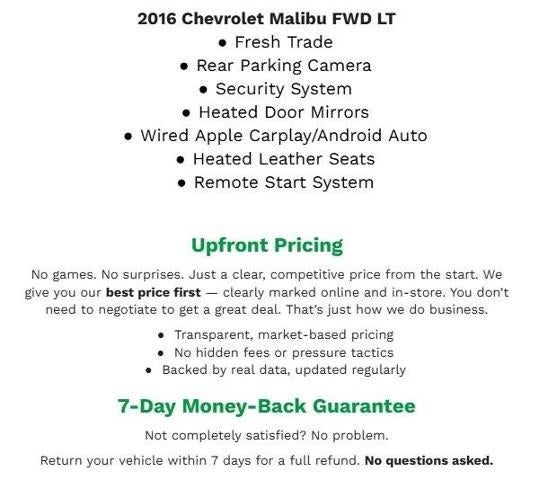 2016 Chevrolet Malibu 4dr Sdn LT w/1LT