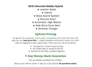 2018 Chevrolet Malibu 4DR SDN HYBRID W/1HY **AUTOMATIC HIGH BEAMS**WIRELESS CHARGER**BOSE SOUND SYSTEM**