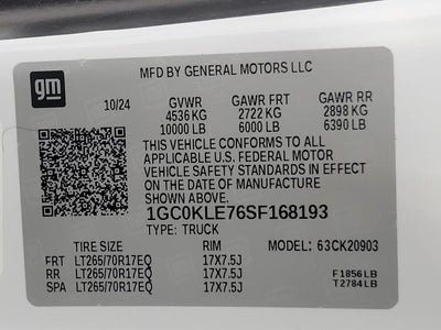 2025 Chevrolet Silverado 2500 HD 4WD REG CAB 142 WORK TRUCK **REMOTE KEYLESS ENTRY**APPLE CARPLAY/ANDROID AUTO**EXPRESS TAILGATE DRO