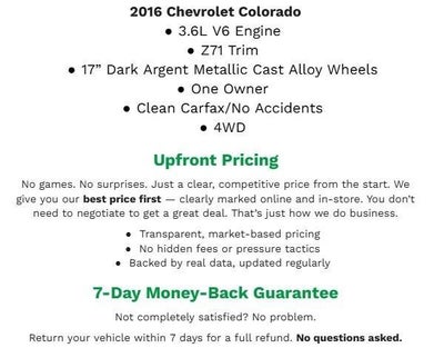 2016 Chevrolet Colorado 4WD CREW CAB 128.3 Z71 **REAR PARKING CAMERA**REMOTE KEYLESS ENTRY**HEATED FRONT SEATS**