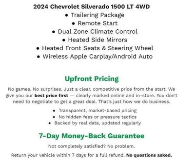 2024 Chevrolet Silverado 1500 4WD CREW CAB 147 LT W/2FL **HEATED FRONT SEATS**REMOTE START**DUAL CLIMATE CONTROL**