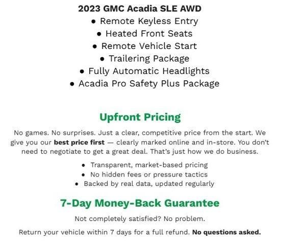 2023 GMC Acadia AWD 4DR SLE **HEATED FRONT SEATS**TRAILERING PACKAGE**APPLE CARPLAY/ANDROID AUTO**