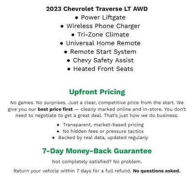 2023 Chevrolet Traverse AWD 4DR LT CLOTH W/1LT **UNIVERSAL HOME REMOTE**WIRELESS APPLE CARPLAY/ANDROID AUTO**PASSIVE ENTRY**
