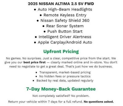 2025 Nissan Altima SV FWD