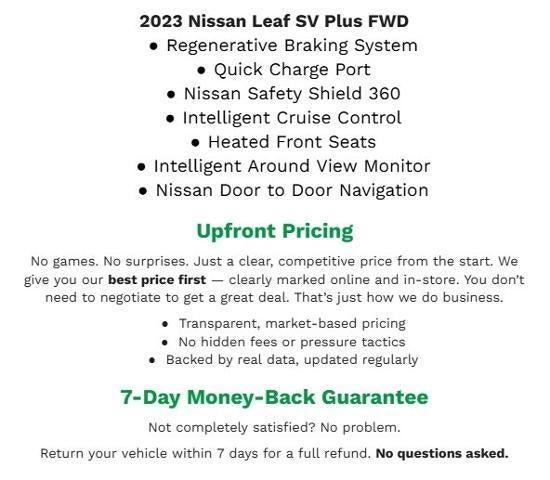 2023 Nissan LEAF SV PLUS HATCHBACK **HEATED FRONT SEATS**QUICK CHARGE PORT**INTELLIGENT CRUISE CONTROL**