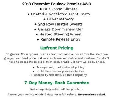 2018 Chevrolet Equinox AWD 4DR PREMIER W/1LZ **DUAL-ZONE CLIMATE**DRIVER MEMORY**UNIVERSAL HOME REMOTE**