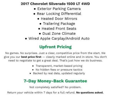 2017 Chevrolet Silverado 1500 4WD CREW CAB 143.5 LT W/1LT **HEATED FRONT SEATS**DUAL ZONE CLIMATE**APPLE CARPLAY/ANDROID AUTO**