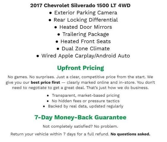 2017 Chevrolet Silverado 1500 4WD CREW CAB 143.5 LT W/1LT **HEATED FRONT SEATS**DUAL ZONE CLIMATE**APPLE CARPLAY/ANDROID AUTO**
