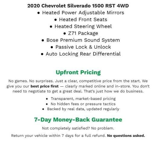 2020 Chevrolet Silverado 1500 4WD CREW CAB 147 RST **REMOTE START**HEATED FRONT SEATS**APPLE CARPLAY/ANDROID AUTO**
