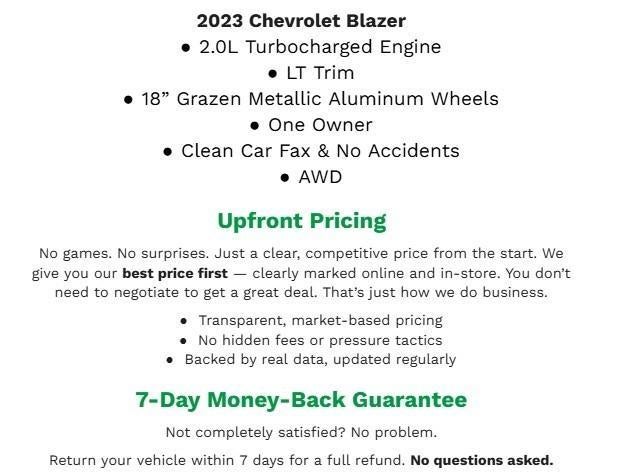 2023 Chevrolet Blazer AWD 4DR LT W/2LT **APPLE CARPLAY/ANDROID AUTO**REMOTE KEYLESS ENTRY**HEATED SEATS**