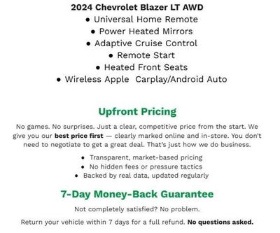 2024 Chevrolet Blazer AWD 4DR LT W/2LT **HEATED FRONT SEATS**APPLE CARPLAY/ ANDROID AUTO**REMOTE KEYLESS ENTRY**