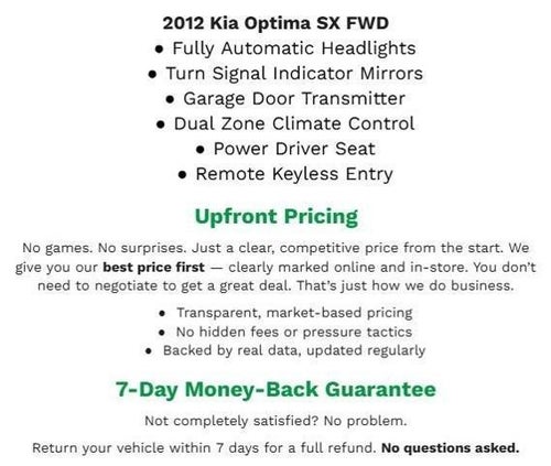 2012 Kia Optima 4dr Sdn 2.0T Auto SX