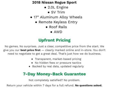 2018 Nissan Rogue Sport 2018.5 AWD SV **REMOTE KEYLESS ENTRY**DUAL ZONE CLIMATE**ROOF RAILS**