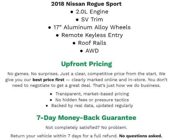 2018 Nissan Rogue Sport 2018.5 AWD SV **REMOTE KEYLESS ENTRY**DUAL ZONE CLIMATE**ROOF RAILS**