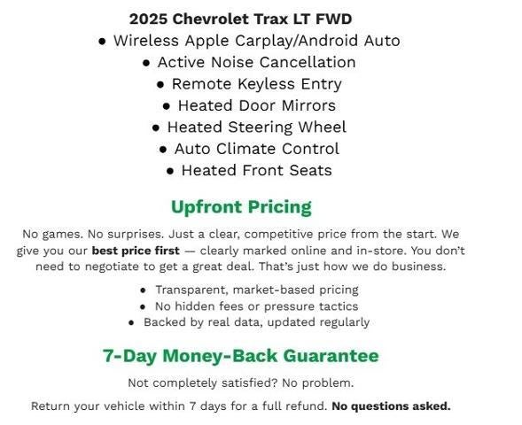 2025 Chevrolet Trax FWD 4DR LT **APPLE CARPLAY/ANDROID AUTO**REMOTE KEYLESS ENTRY**HEATED FRONT SEATS**