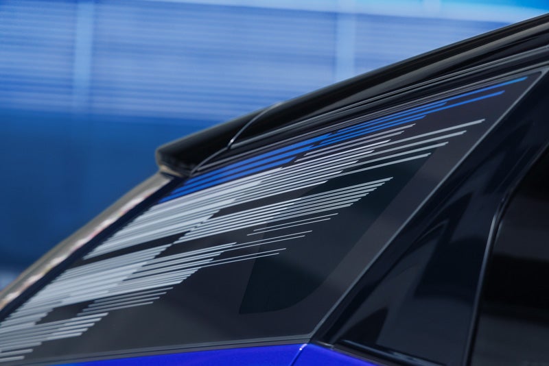 Close-up of the Modern Pattern on the 2026 OPTIQ-V Rear Quarter Glass | Bergstrom Cadillac of Madison in Madison WI